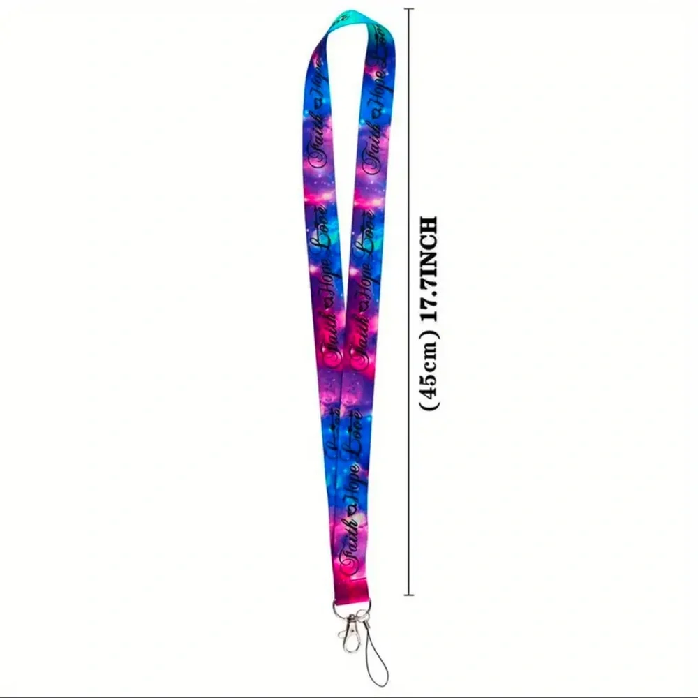 Lanyard For Keys, Keychain, Badge Holder, 1 pc, NEW, Colorful 🎁 “FAITH HOPE LOVE